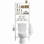 HOMCOM Over-the-Toilet Storage Shelf, 3-Tier Over-Toilet Bathroom Organizer with Adjustable Shelves and Pull-Out Basket, White