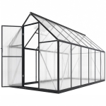 Outsunny Polycarbonate Greenhouse with Swing Door and Two Adjustable Roof Vents, Aluminum Walk-in Greenhouse, 11x6 ft, Black