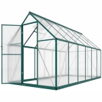 Outsunny Polycarbonate Greenhouse with Swing Door and Two Adjustable Roof Vents, Aluminum Walk-in Greenhouse, 11x6 ft, Dark Green