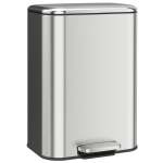 HOMCOM 13.2 Gallon Garbage Can, Slim Stainless Steel Trash Can with Removable PP Inner Bucket, Soft-Close Lid, Silver