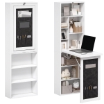 HOMCOM Foldable Convertible Writing Table with Storage Shelves, Bag, Wall-Mounted Space-Saving Computer Desk, White