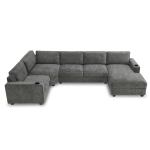 Plush Chenille U-Shaped Sectional Sofa with Cup Holders, Large Deep Seat Couch for Apartment, 117.5'' L x 68'' W x 31'' H, Gray