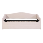 Space-Saving Upholstered Daybed with Twin Size Thurdle, Ideal Sofa Bed for Small Apartments, 79.5" L x 44" W x 33" H, Beige