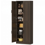 HOMCOM Freestanding Kitchen Pantry, 4-Door Kitchen Pantry Cabinet with Adjustable Shelves and Doors, Brown
