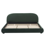 Modern Upholstered King Bed Frame with Curved Headboard, Soft Bouclé Sleeper Bed for Bedroom, 87'' L x 84.5'' W x 33.5'' H, Dark Green