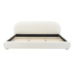 Modern Upholstered King Bed Frame with Curved Headboard, Soft Bouclé Sleeper Bed for Bedroom, 87'' L x 84.5'' W x 33.5'' H, Cream White