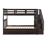Practical Twin-Over-Twin Bunk Bed with Staircase Storage, Ideal Convertible Bunk Bed for Dorms, Children Bedrooms, 94" L x 42.5" W x 62" H, Espresso