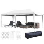 Outsunny 10' x 19.2' Outdoor Gazebo Pop Up Canopy Party Tent with Carrying Bag, White
