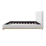 Modern Low-Profile King Bed Frame with Curved Headboard, Soft Bouclé Sleeper Bed for Bedroom, 87'' L x 81.5'' W x 40'' H, White