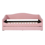 Space-Saving Upholstered Daybed with Twin Size Thurdle, Ideal Sofa Bed for Small Apartments, 79.5" L x 44" W x 33" H, Pink