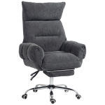 HOMCOM Criss Cross Office Chair with Flip-Up Armrests, Wide Seat, Reclining Cross Legged Desk Chair with Footrest, Dark Gray