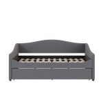 Cozy Full Size Upholstered Daybed with Twin Trundle, Ideal Sofa Bed for Overnight Guests, 79.5" L x 58.5" W x 33" H, Gray