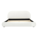 Modern Upholstered Queen Bed Frame with Curved Headboard, Soft Bouclé Platform Bed for Bedroom, 87'' L x 68.5'' W x 33.5'' H, Creamy White