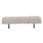 Modern Ultra-Plush Bench with Solid Rubberwood Legs, Extra-Long Accent Seat for Entryway, 67'' L x 18.5'' W x 16.5'' H, Beige+Brown