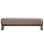 Elegant Bouclé Ottoman Bench with Dark Rubberwood Legs, Soft Rectangular Footrest for Living Room, 64'' L x 18.5'' W x 18.5'' H, Brown