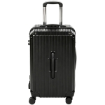 HOMCOM 24-Inch Checked Luggage, Hardside Suitcase with Cup Holder, Corner Protection, Double Spinner Wheels, TSA Lock, Black
