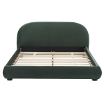 Luxury Upholstered Queen Bed Frame with Curved Headboard, Soft Velvet Sleeper Bed for Bedroom, 87'' L x 68.5'' W x 33.5'' H, Dark Green