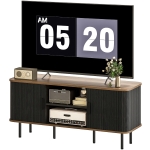 HOMCOM TV Stand Cabinet for TVs up to 55 Inches, TV Unit with Storage Shelves and Cabinets for Living Room, Black