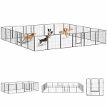 PawHut 24 Panel 31.5" Height Heavy Duty Dog Playpen for Small Medium Dogs, Grey