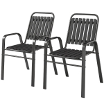 Outsunny Stackable Outdoor Dining Chairs Set of 2, for Patio, Balcony, Deck, Garden, Black