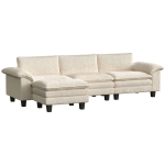HOMCOM Sectional Sofa, L Shaped Couch with Deep Seat, Movable Ottoman and Pillow-top Armrests, Beige
