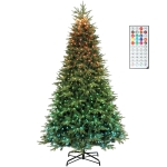 HOMCOM 9ft Christmas Tree with Synchronized LEDs, DIY Function, Frasier Grande Fir with Hinge Design, Remote, Daily Timer