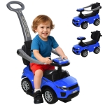 Aosom 3 In 1 Push Cars for Toddlers Kid Ride on Push Car Stroller Sliding Car with Horn Music Function, Blue