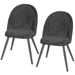 HOMCOM Dining Chairs Velvet Fabric Upholstered Kitchen Chairs Metal Legs Set of 2, Dining Room, Home, Dark Grey