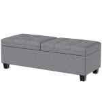 HOMCOM 51.2" Storage Ottoman Bench, End of Bed Bench with 2 Compartments, Dual Lift Lids, Dark Grey