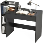 HOMCOM Desk with Storage, Computer Desk with 3 Open Shelves and Drawer Black