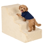 PawHut 4-Step Dog Ramp for Sofa, Bed, and Couch, with Removable Cover, Beige