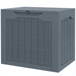 Outsunny 30 Gallon Deck Box, Resin Outdoor Storage Box with Handles, Waterproof and UV Resistant Storage Container, Light Grey