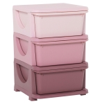 Qaba 3 Drawers Kids Storage Unit, 3 Tier Stackable Toy Organizers and Storage Chest for Bedroom, Nursery, Playroom, Pink