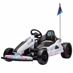 Qaba 24V Electric Drift Go Kart for Kids with Dual Motors, Soft Start, PU Wheels, 7.5MPH High Speed, for Ages 6-14, White