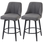 HOMCOM Bar Stools Modern Swivel Counter Height Stools Backrest Set of 2 Dark Grey