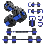 Soozier 6-in-1 Adjustable Dumbbell Set, Used as Kettlebell, Barbell, Dumbbell, Push-Up Stand, 55lbs Free Weights Set, Blue