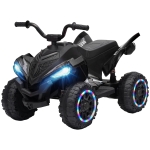 Qaba 12V Kids ATV with Dual Motors, Rear Suspension, 2.2 MPH Max, Light-Up Wheels, Music, Horn, Headlights for 3-6, Black