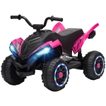 Qaba 12V Kids ATV with Dual Motors, Rear Suspension, 2.2 MPH Max, Light-Up Wheels, Music, Horn, Headlights for 3-6 Years, Red