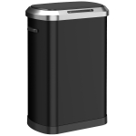 HOMCOM Automatic Trash Can, 13.2Gal / 50L Touchless Garbage Can with Soft-Close Lid, Stay Open, Stainless Steel, Black