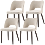HOMCOM Dining Chairs Set Upholstered Kitchen Chenille Tool Free Assembly Rubberwood Legs, Cream White