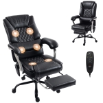 HOMCOM 400lbs Massage Office Chair with Heat, Big and Tall Desk Chair, Lumbar Support, Reclining, Footrest, Black