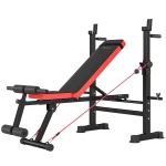 Soozier 924LBS Adjustable Weight Bench with Bench Press Rack, Dip Station, Flat & Incline Design for Home Gym Strength Training