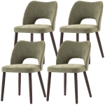 HOMCOM Dining Chairs Set Upholstered Kitchen Chenille Tool Free Assembly Rubberwood Legs, Green