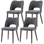 HOMCOM Dining Chairs Set Upholstered Kitchen Chenille Tool Free Assembly Rubberwood Legs, Dark Grey