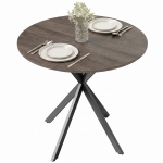 HOMCOM 31.5" Small Round Dining Table for 2, Industrial Kitchen Table with Cross Steel Legs for Dining Room, Distressed Brown