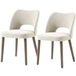 HOMCOM Dining Chairs Set Upholstered Kitchen Chenille Tool Free Assembly Rubberwood Legs, Cream White