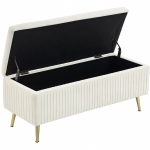 HOMCOM Storage Ottoman Bench, 43 Inch Large Storage Chest with Steel Legs and Padded Seat, Foot Rest, Load 485 lbs, Beige