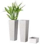 Outsunny 32 Inch Tall Planters for Outdoor Plants, Set of 2 Plastic Flower Pots with Drainage Holes, White