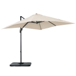 Outsunny 8' x 8' Square Patio Hanging Offset Umbrella with 360° Rotation, Aluminum Outdoor Cantilever Parasol with Crank & Tilt, Sun Canopy Shelter with Cross Base, White