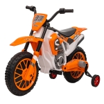 Aosom 12V Kids Motorcycle with Dual Motors, Training Wheels, Rear Suspension, Soft Start, Max Speed 5 MPH, Ages 3-6, Orange